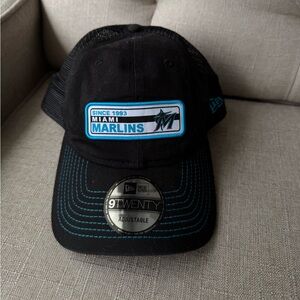 MLB Miami Marlins New Era 9TWENTY Patch Cap Adjustable Mesh Trucker Hat - NWT